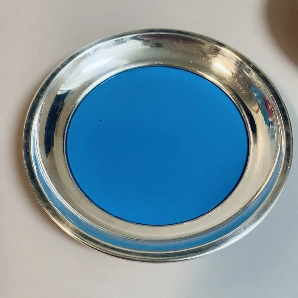 Vintage Mid Century Towle Sterling & Enamel Coaster Set Of 4